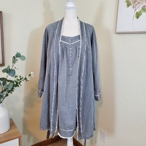 Eileen West Cotton Woven Dobby Short Chemise with Robe! Size M & Size L/XL Robe.